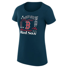 MLB Boston Red Sox G-III 4Her by Carl Banks Women's Super-Slim Fit Lightweight Collage Team Graphic Crew Neck T-Shirt