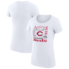 MLB Cincinnati Reds G-III 4Her by Carl Banks Women's Super-Slim Fit Lightweight Collage Team Graphic Crew Neck T-Shirt
