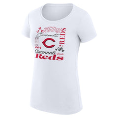 MLB Cincinnati Reds G-III 4Her by Carl Banks Women's Super-Slim Fit Lightweight Collage Team Graphic Crew Neck T-Shirt