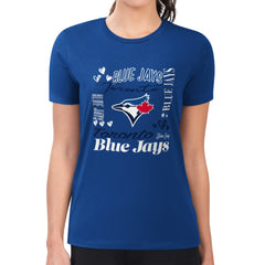 MLB Toronto Blue Jays G-III 4Her by Carl Banks Women's Super-Slim Fit Lightweight Collage Team Graphic Crew Neck T-Shirt