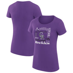 MLB Colorado Rockies G-III 4Her by Carl Banks Women's Super-Slim Fit Lightweight Collage Team Graphic Crew Neck T-Shirt
