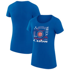 MLB Chicago Cubs G-III 4Her by Carl Banks Women's Super-Slim Fit Lightweight Collage Team Graphic Crew Neck T-Shirt