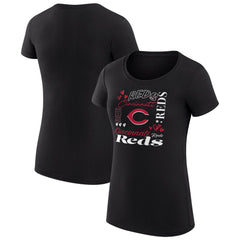 MLB Cincinnati Reds G-III 4Her by Carl Banks Women's Super-Slim Fit Lightweight Collage Team Graphic Crew Neck T-Shirt