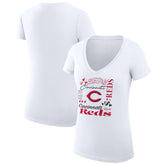 MLB Cincinnati Reds G-III 4Her by Carl Banks Women's Super-Slim Fit Lightweight Collage Team Graphic V-Neck T-Shirt