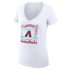 MLB Arizona Diamondbacks G-III 4Her by Carl Banks Women's Super-Slim Fit Lightweight Collage Team Graphic V-Neck T-Shirt