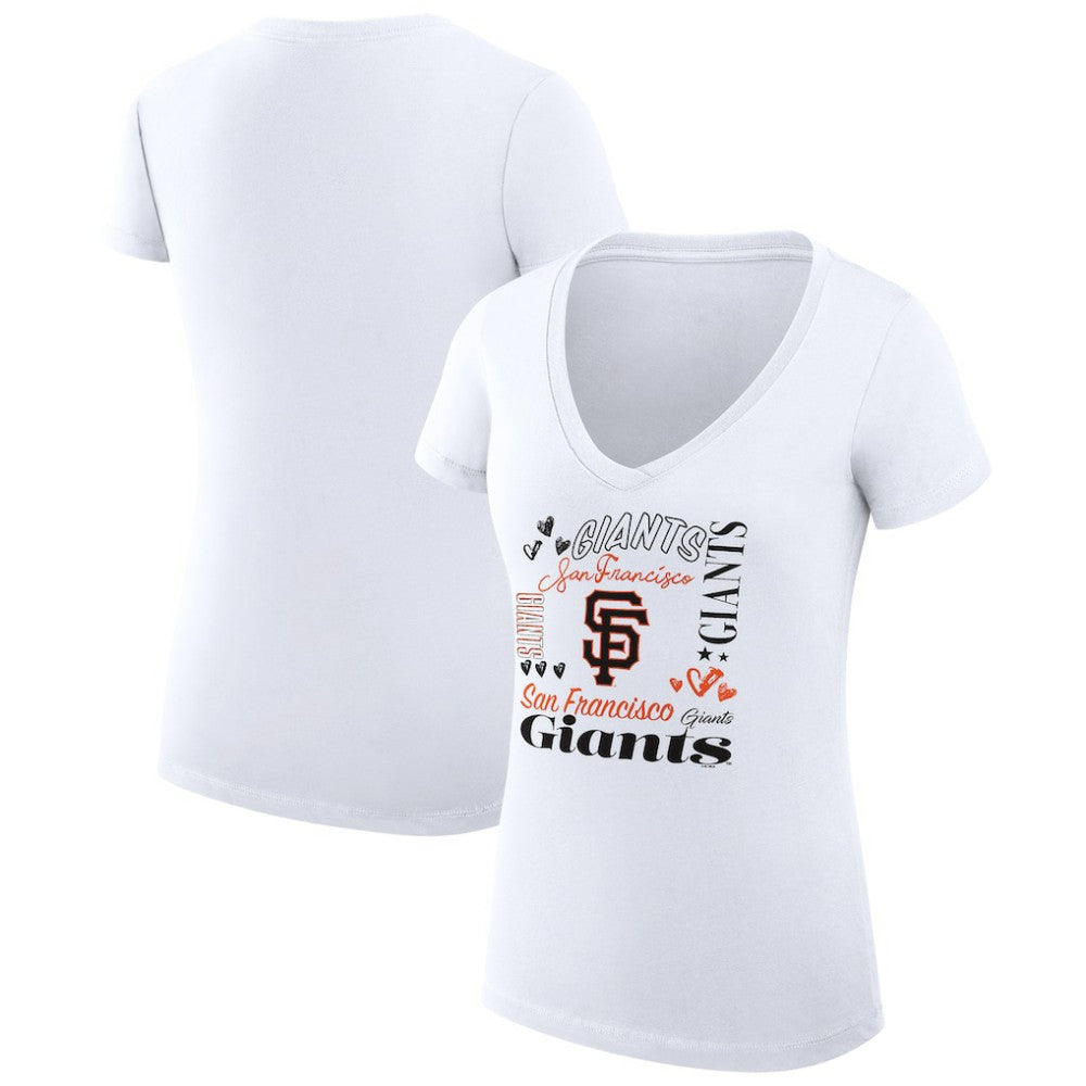 MLB San Francisco Giants G-III 4Her by Carl Banks Women's Super-Slim Fit Lightweight Collage Team Graphic V-Neck T-Shirt