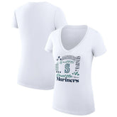 MLB Seattle Mariners G-III 4Her by Carl Banks Women's Super-Slim Fit Lightweight Collage Team Graphic V-Neck T-Shirt