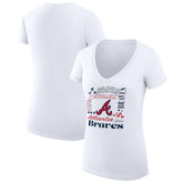 MLB Atlanta Braves G-III 4Her by Carl Banks Women's Super-Slim Fit Lightweight Collage Team Graphic V-Neck T-Shirt