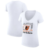 MLB Baltimore Orioles G-III 4Her by Carl Banks Women's Super-Slim Fit Lightweight Collage Team Graphic V-Neck T-Shirt