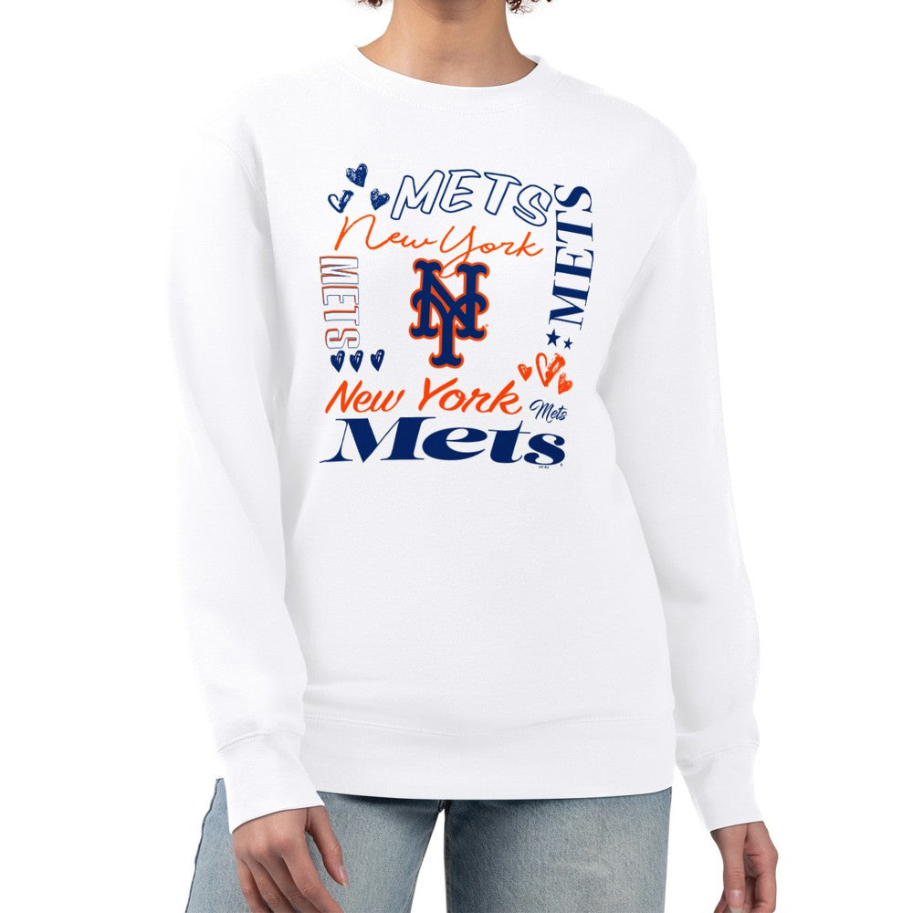 MLB New York Mets G-III 4Her by Carl Banks Women's Collage Team Graphic Fleece Pullover Hoodie