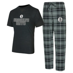 NBA Brooklyn Nets Concepts Sport Vector Top & Flannel Pants Sleep Set
