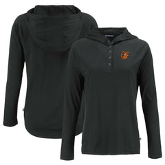 MLB Baltimore Orioles Cutter & Buck Women's Coastline Epic Comfort Eco Recycled Hoodie Raglan Long Sleeve T-Shirt