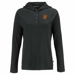 MLB Baltimore Orioles Cutter & Buck Women's Coastline Epic Comfort Eco Recycled Hoodie Raglan Long Sleeve T-Shirt