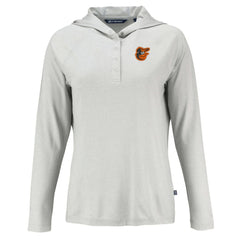 MLB Baltimore Orioles Cutter & Buck Women's Coastline Epic Comfort Eco Recycled Hoodie Raglan Long Sleeve T-Shirt