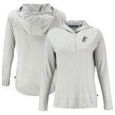 MLB Cincinnati Reds Cutter & Buck Women's Cooperstown Collection Coastline Epic Comfort Eco Recycled Hoodie Raglan Long Sleeve T-Shirt