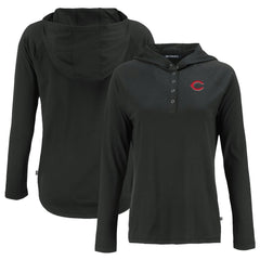 MLB Cincinnati Reds Cutter & Buck Women's Coastline Epic Comfort Eco Recycled Hoodie Raglan Long Sleeve T-Shirt