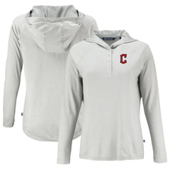 MLB Cleveland Guardians Cutter & Buck Women's Coastline Epic Comfort Eco Recycled Hoodie Raglan Long Sleeve T-Shirt