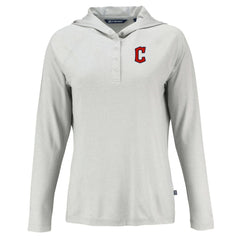 MLB Cleveland Guardians Cutter & Buck Women's Coastline Epic Comfort Eco Recycled Hoodie Raglan Long Sleeve T-Shirt