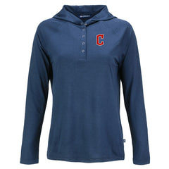MLB Cleveland Guardians Cutter & Buck Women's Coastline Epic Comfort Eco Recycled Hoodie Raglan Long Sleeve T-Shirt