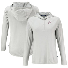 MLB Philadelphia Phillies Cutter & Buck Women's Cooperstown Collection Coastline Epic Comfort Eco Recycled Hoodie Raglan Long Sleeve T-Shirt