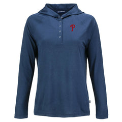 MLB Philadelphia Phillies Cutter & Buck Women's Coastline Epic Comfort Eco Recycled Hoodie Raglan Long Sleeve T-Shirt