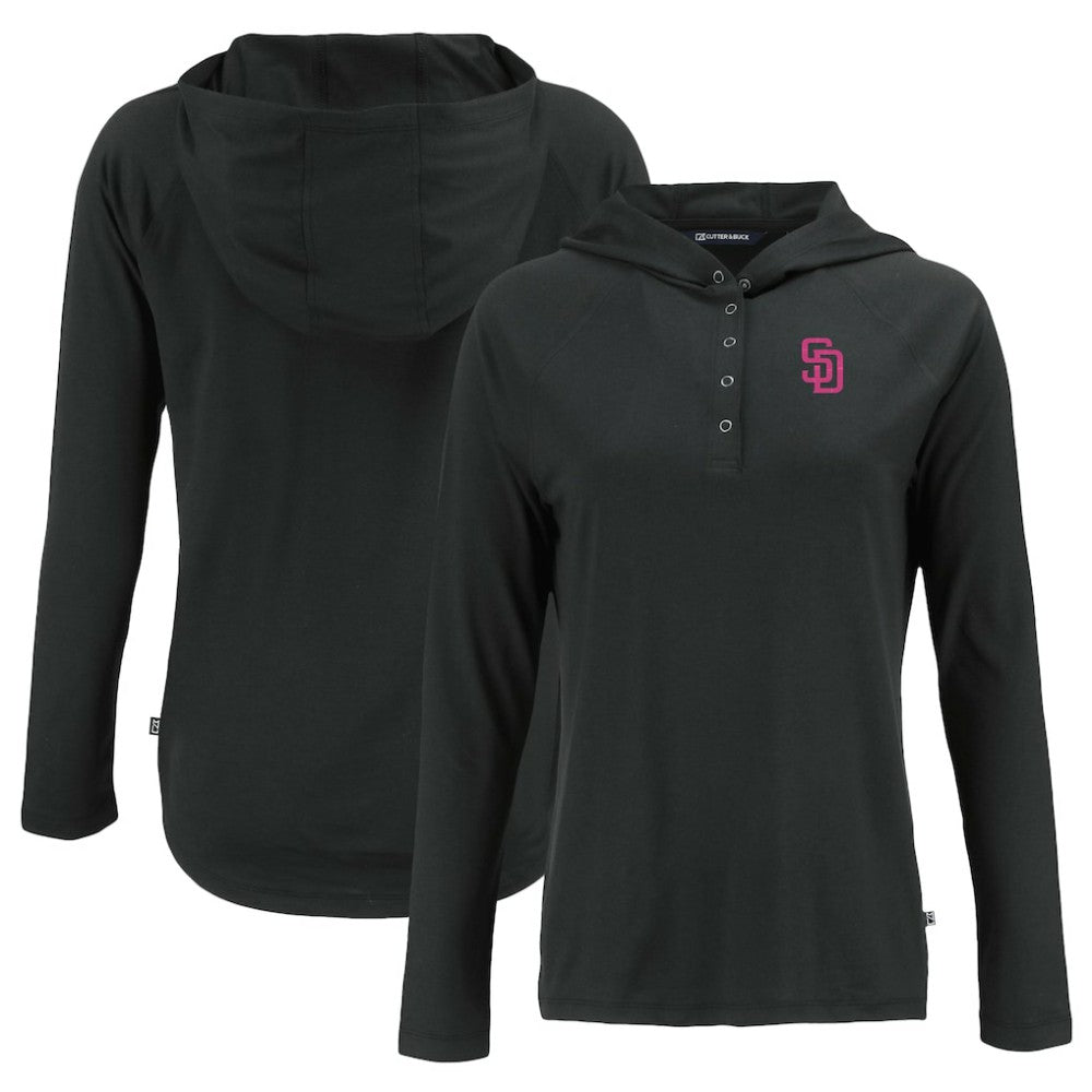 MLB San Diego Padres Cutter & Buck Women's City Connect Coastline Epic Comfort Eco Recycled Hoodie Raglan Long Sleeve T-Shirt
