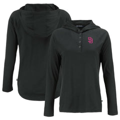 MLB San Diego Padres Cutter & Buck Women's City Connect Coastline Epic Comfort Eco Recycled Hoodie Raglan Long Sleeve T-Shirt