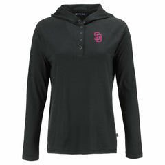MLB San Diego Padres Cutter & Buck Women's City Connect Coastline Epic Comfort Eco Recycled Hoodie Raglan Long Sleeve T-Shirt
