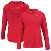 MLB Texas Rangers Cutter & Buck Women's Coastline Epic Comfort Eco Recycled Hoodie Raglan Long Sleeve T-Shirt
