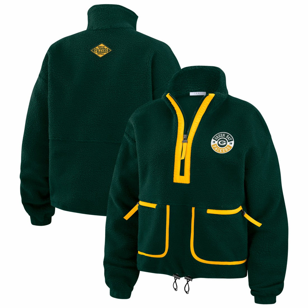 WEAR by Erin Andrews Women's Polar Fleece Half-Zip Jacket - Green Bay Packers