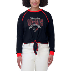 WEAR by Erin Andrews Women's Tie-Front Long Sleeve Top - Houston Texans