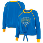 WEAR by Erin Andrews Women's Tie-Front Long Sleeve Top - Los Angeles Chargers