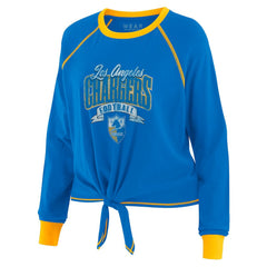 WEAR by Erin Andrews Women's Tie-Front Long Sleeve Top - Los Angeles Chargers