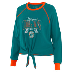 WEAR by Erin Andrews Women's Tie-Front Long Sleeve Top - Miami Dolphins