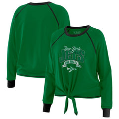 WEAR by Erin Andrews Women's Tie-Front Long Sleeve Top - New York Jets