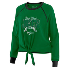 WEAR by Erin Andrews Women's Tie-Front Long Sleeve Top - New York Jets