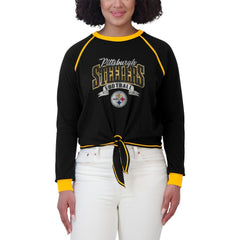 WEAR by Erin Andrews Women's Tie-Front Long Sleeve Top - Pittsburgh Steelers