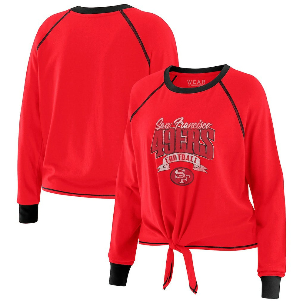 WEAR by Erin Andrews Women's Tie-Front Long Sleeve Top - San Francisco 49ers