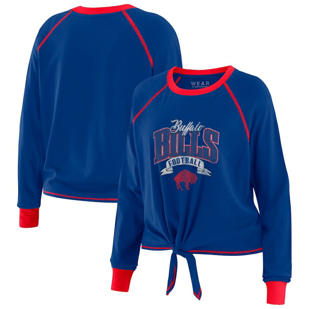 WEAR by Erin Andrews Women's Tie-Front Long Sleeve Top - Buffalo Bills