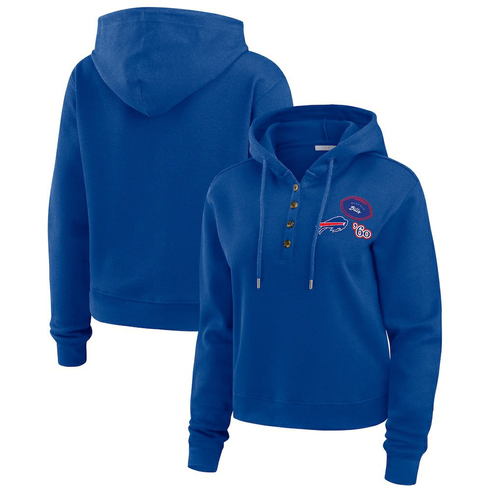 WEAR by Erin Andrews Women's Waffle Hoodie Pullover Top - Buffalo Bills