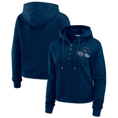 WEAR by Erin Andrews Women's Waffle Hoodie Pullover Top - Tennessee Titans