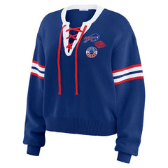 WEAR by Erin Andrews Women's Lace-Up Pullover Sweatshirt - Buffalo Bills