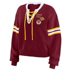 WEAR by Erin Andrews Women's Lace-Up Pullover Sweatshirt - Washington Commanders
