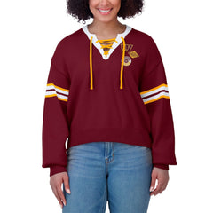 WEAR by Erin Andrews Women's Lace-Up Pullover Sweatshirt - Washington Commanders