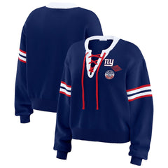 WEAR by Erin Andrews Women's Lace-Up Pullover Sweatshirt - New York Giants