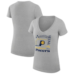 NBA Indiana Pacers G-III 4Her by Carl Banks Women's Super-Slim Fit Lightweight Team Name Collage Graphic V-Neck T-Shirt