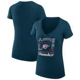 NBA Oklahoma City Thunder G-III 4Her by Carl Banks Women's Super-Slim Fit Lightweight Team Name Collage Graphic V-Neck T-Shirt