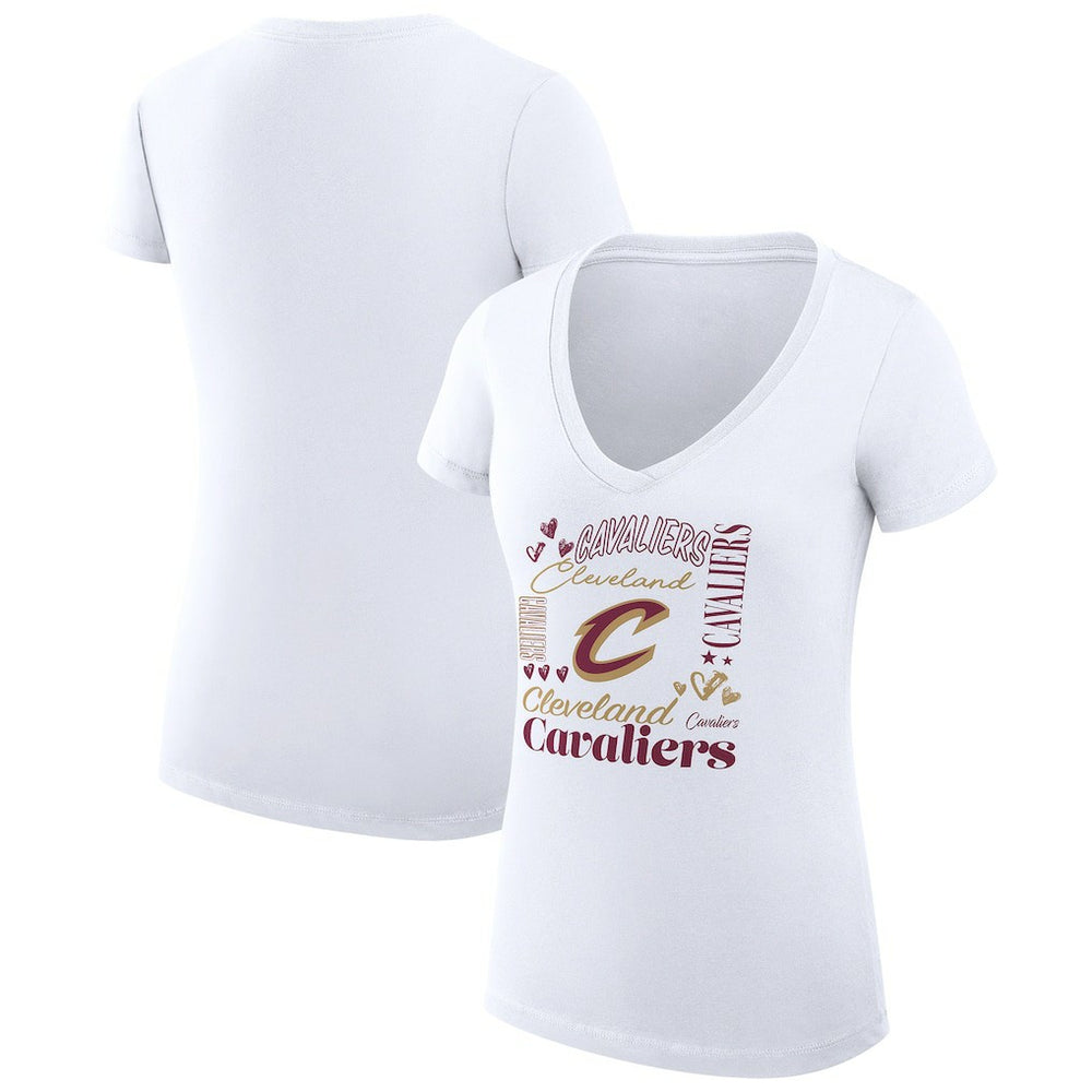 NBA Cleveland Cavaliers G-III 4Her by Carl Banks Women's Super-Slim Fit Lightweight Team Name Collage Graphic V-Neck T-Shirt sale