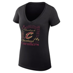NBA Cleveland Cavaliers G-III 4Her by Carl Banks Women's Super-Slim Fit Lightweight Team Name Collage Graphic V-Neck T-Shirt sale