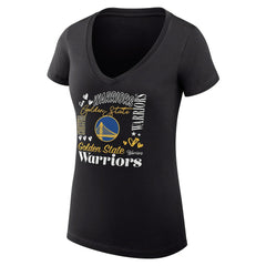 NBA Golden State Warriors G-III 4Her by Carl Banks Women's Super-Slim Fit Lightweight Team Name Collage Graphic V-Neck T-Shirt sale